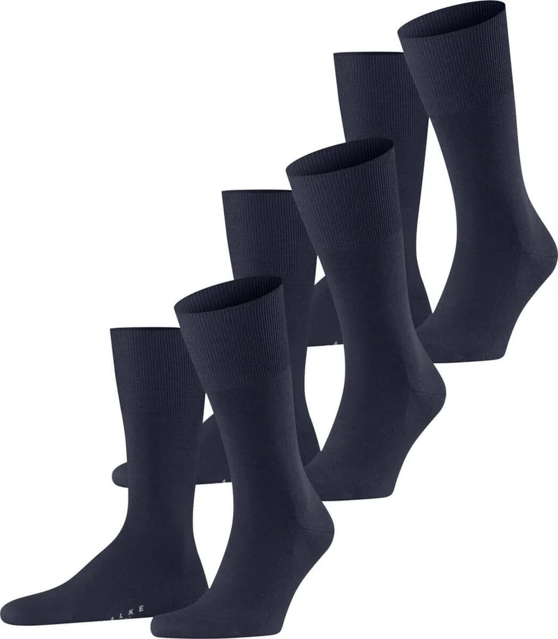 FALKE Airport 3-Pack warme ademende merinowol katoen multipack sokken heren blauw