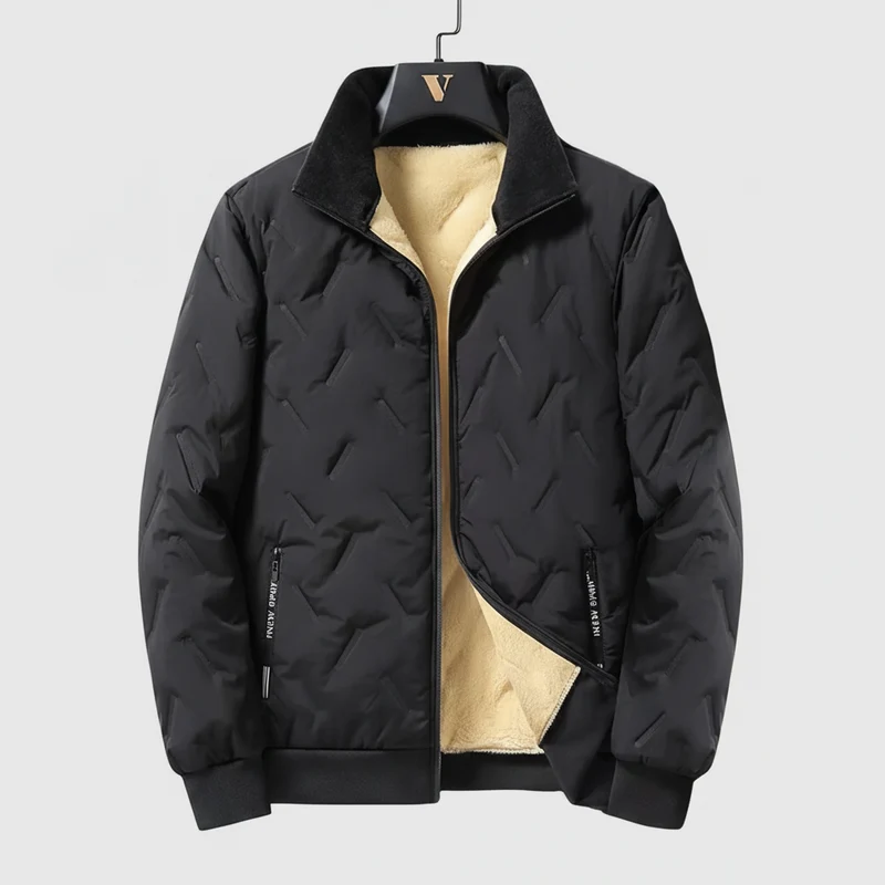 Winterfleece jassen voor heren - Dikke, winddichte, korte wollen parka, warme bomberjas voor de herfst en winter.