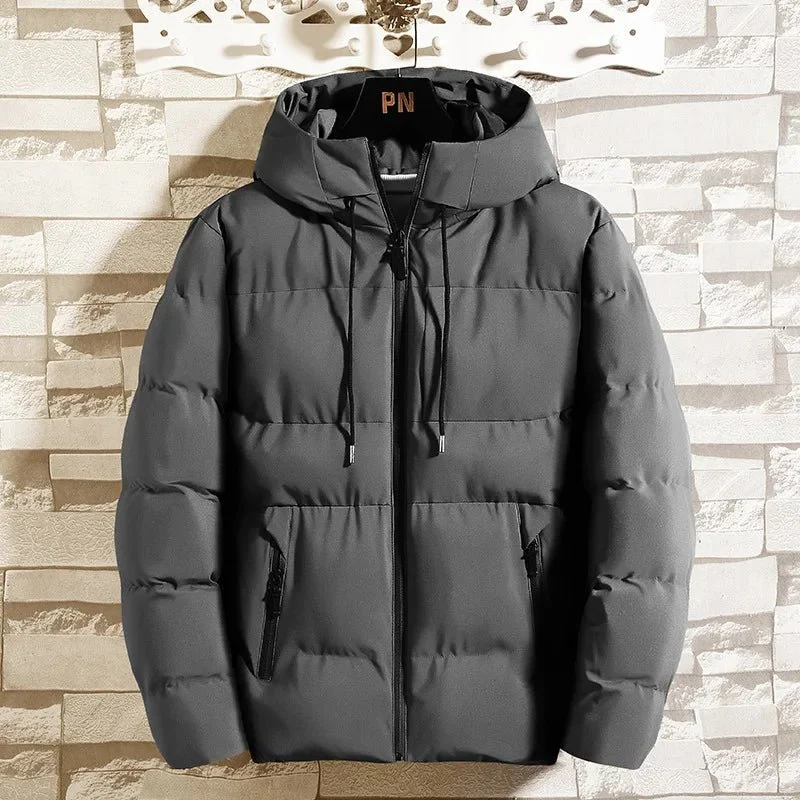 Dikke katoenen winterjas met capuchon voor heren - stijlvolle winddichte bovenkleding