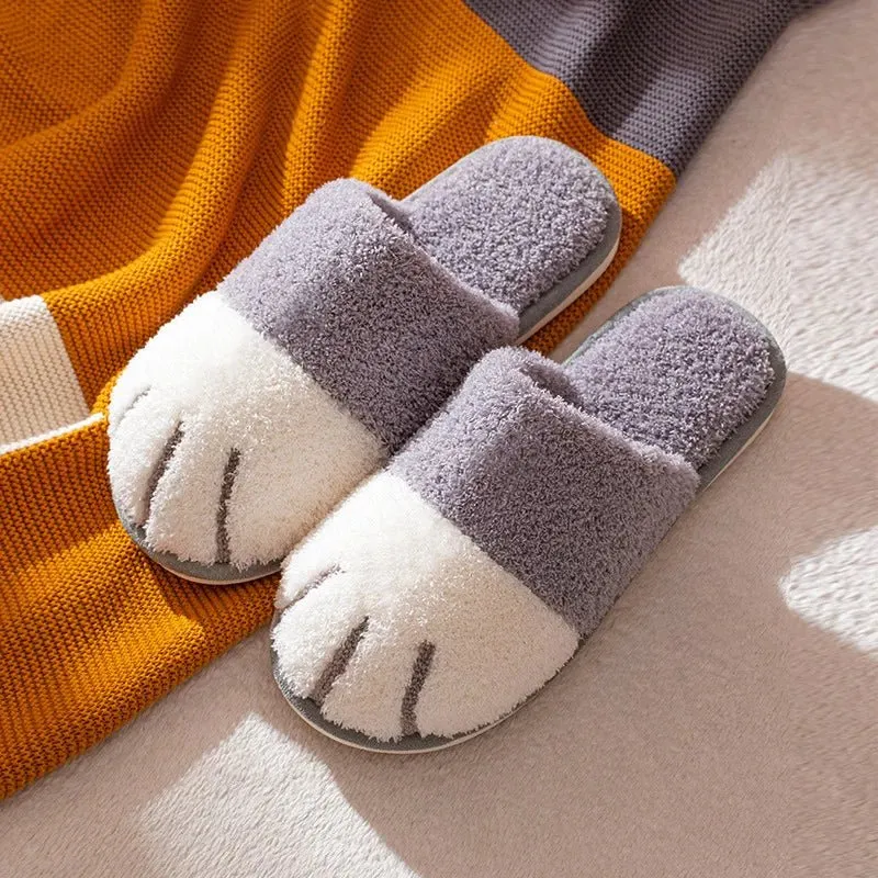 Gezellige pantoffels met kattenpootjes - Comwarm winterse pluche designer pantoffels van imitatiebont voor in de slaapkamer en binnenshuis.