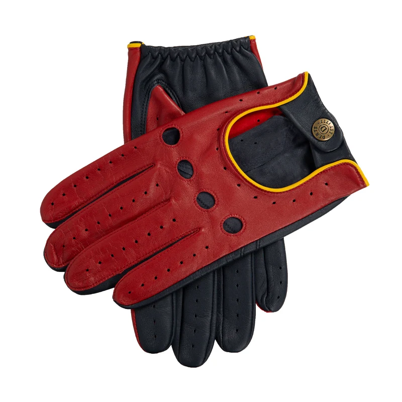 Gants de conduite en cuir tricolores à écran tactile pour hommes