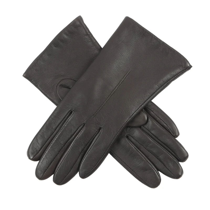 Gants en cuir doublés de molleton à point unique pour femmes