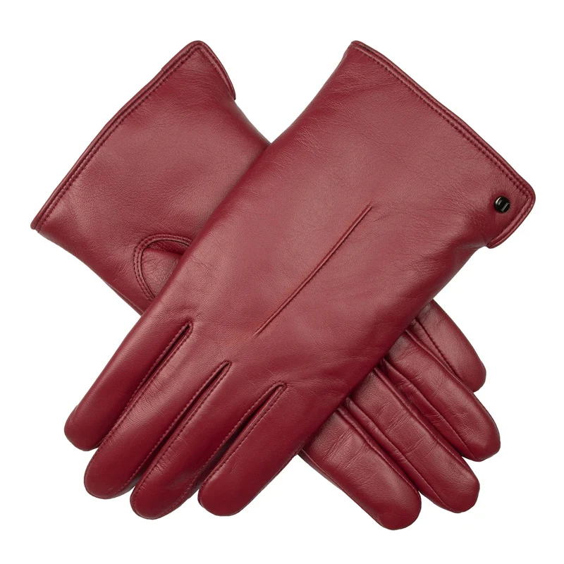 Gants en cuir doublés de fausse fourrure à écran tactile pour femmes