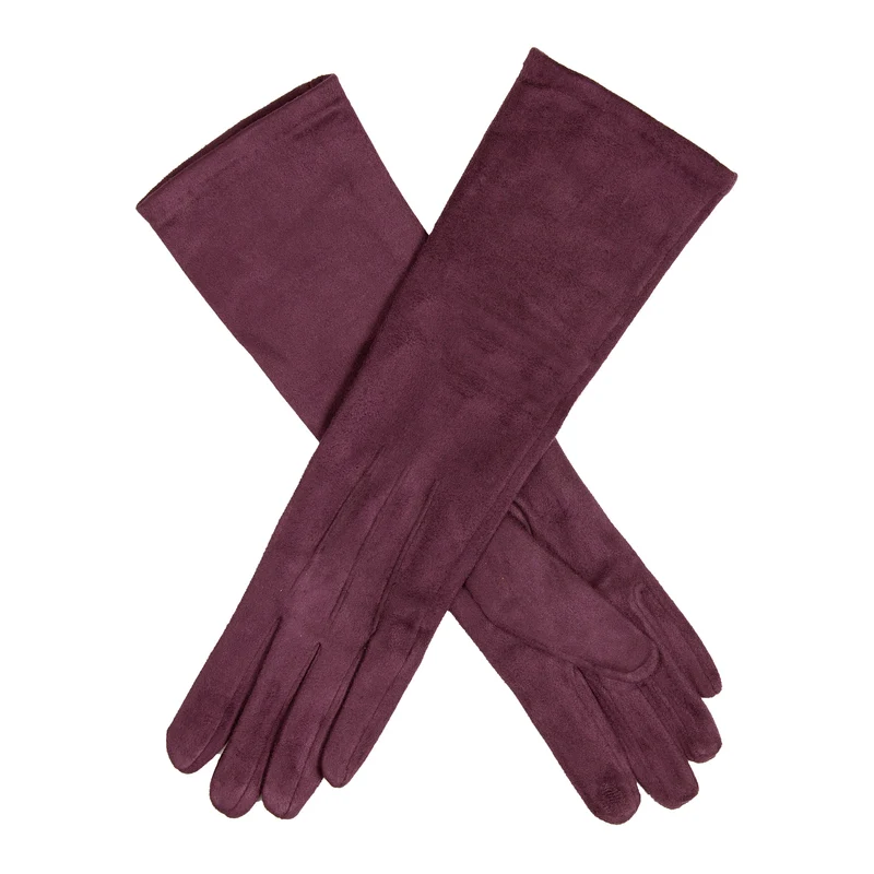 Gants longs en faux suède doublés de velours sous le coude pour écran tactile pour femmes