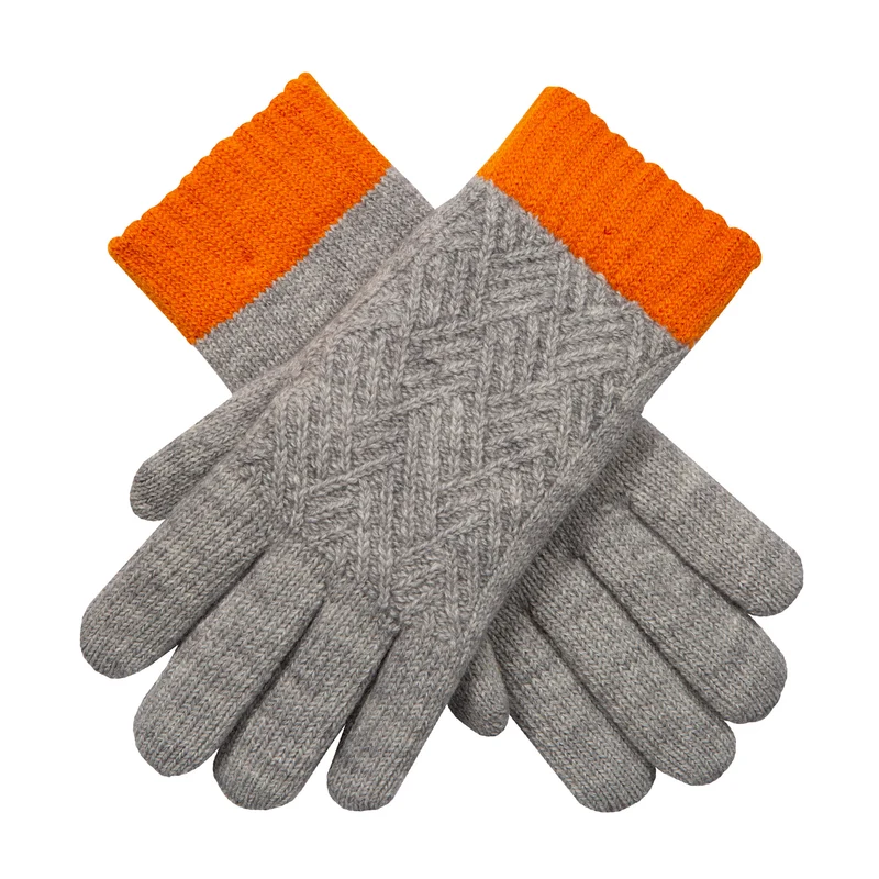 Gants patchwork en tricot torsadé pour femme