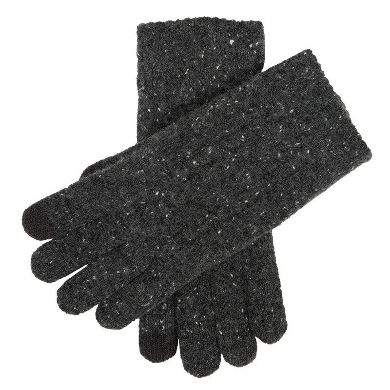 Gants en tricot torsadé pour écran tactile avec fil chiné pour hommes