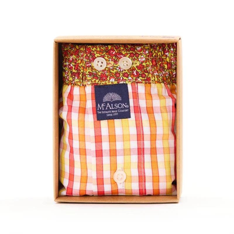 Mc Alson Boxershort met binnenbroek Checked Red, Yellow & Orange M5308 rood