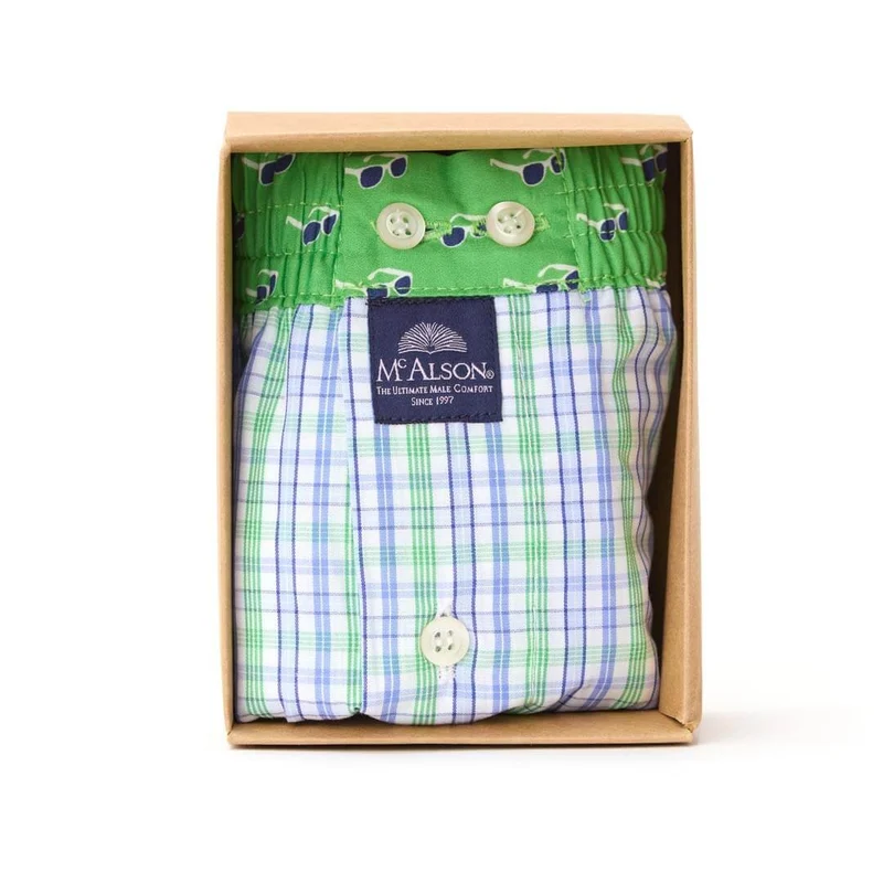 McAlson Boxershort met binnenbroek Checkered Blue & Green M5103