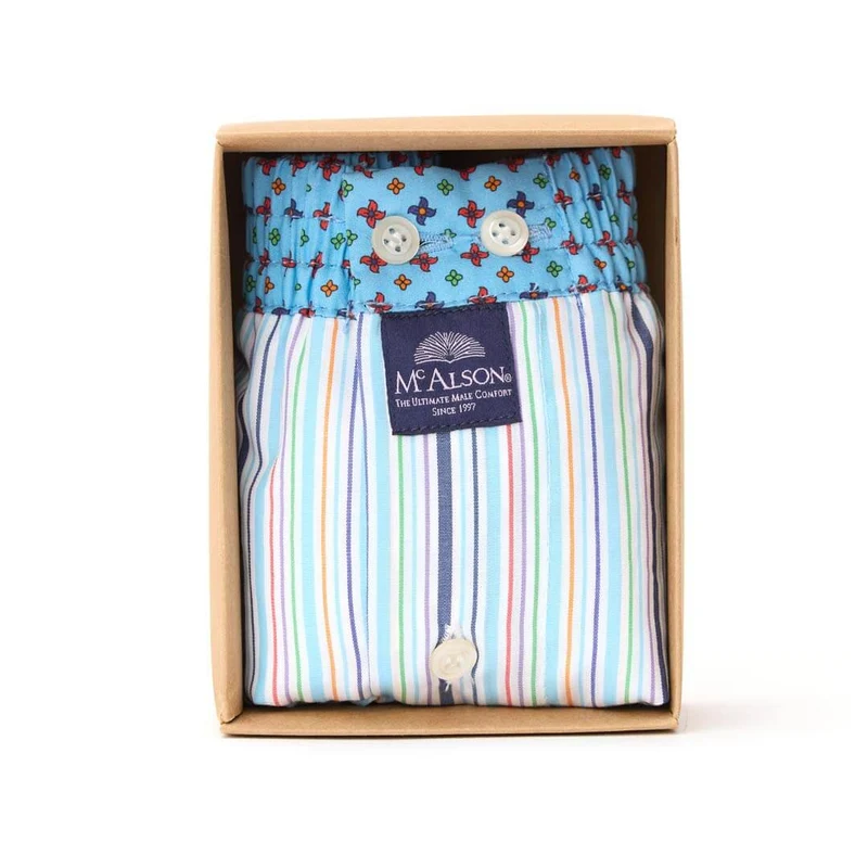 McAlson Boxershort met binnenbroek Striped Turquoise M5106