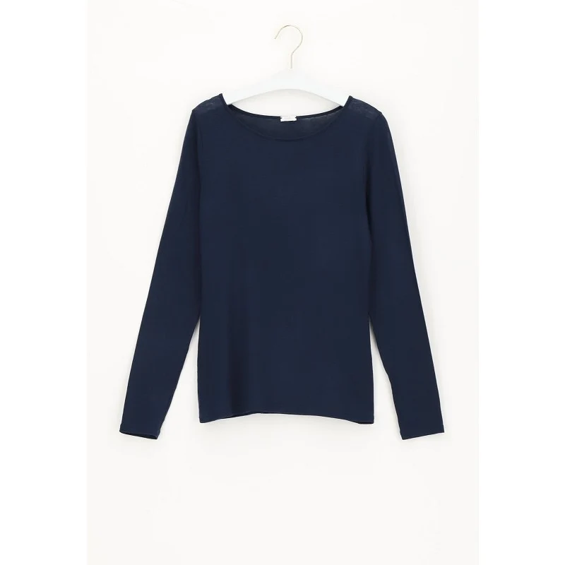 Perfect Line Cashmere - T-Shirt Long Sleeve blauw