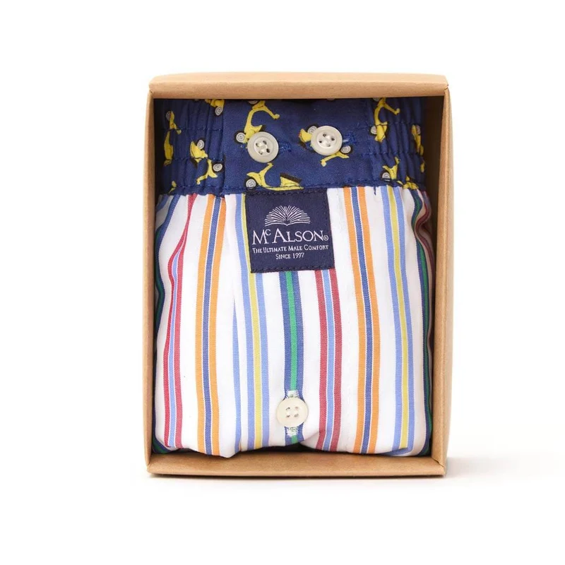 McAlson Boxershort met binnenbroek Striped Green & Yellow M5118