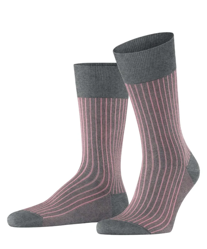 FALKE Oxford Stripe Sokken Heren 13379 3165 steel mel.