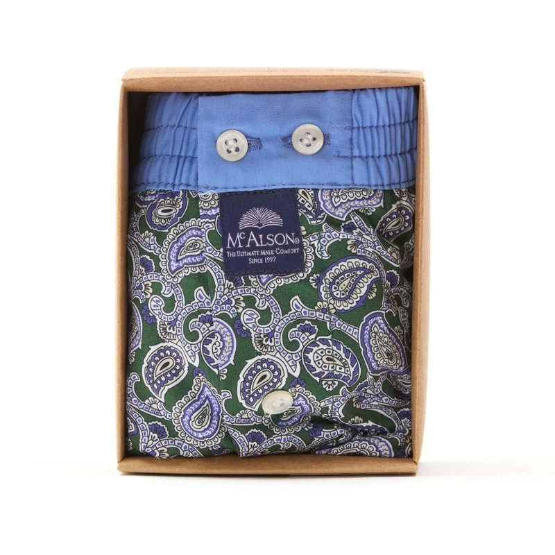 McAlson Boxershort met binnenbroek Paisley dark green & navy M5246
