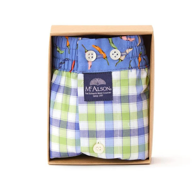 McAlson Boxershort met binnenbroek Tartan Navy & Green M5129