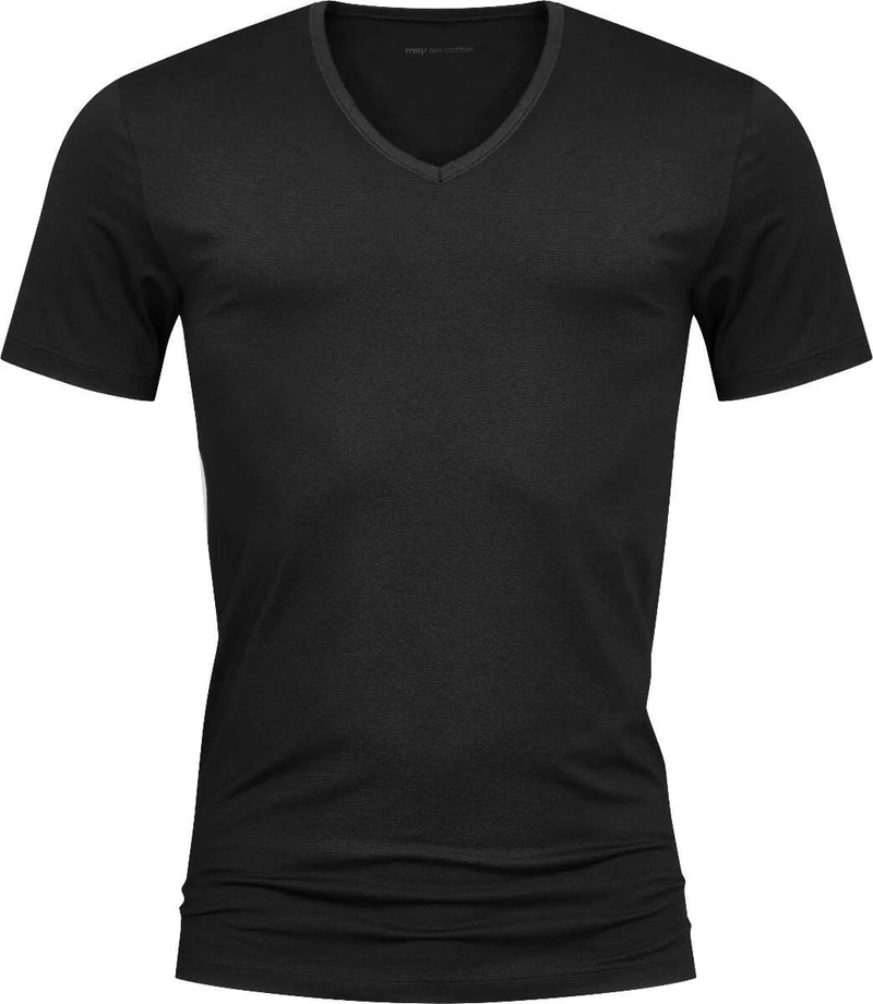 Mey V-Hals Shirt KM Dry Cotton 46007 123 schwarz