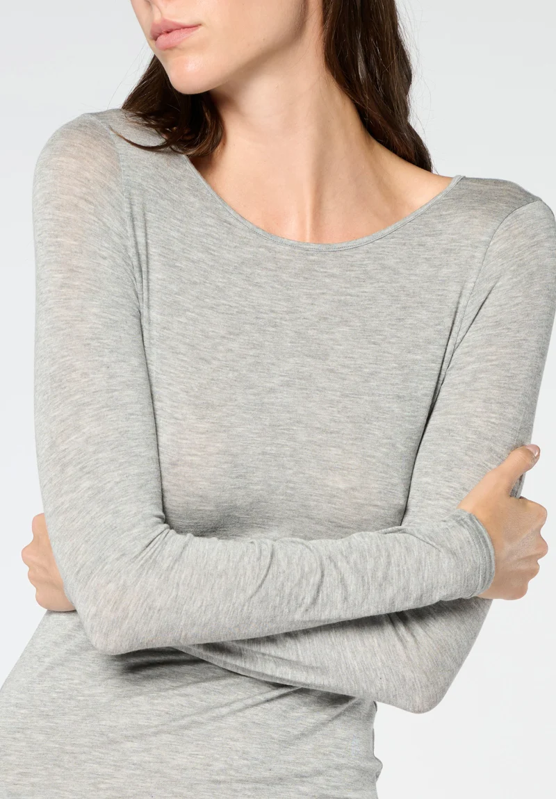 Perfect Line Cashmere - T-Shirt Long Sleeve grijs