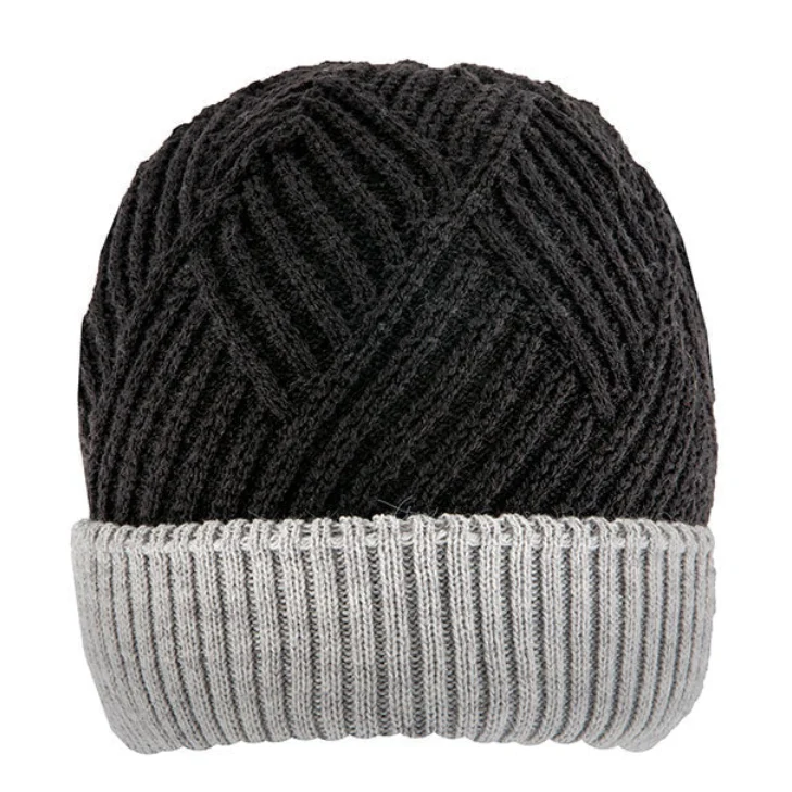 Women’s Patchwork Cable Knit Beanie Hat