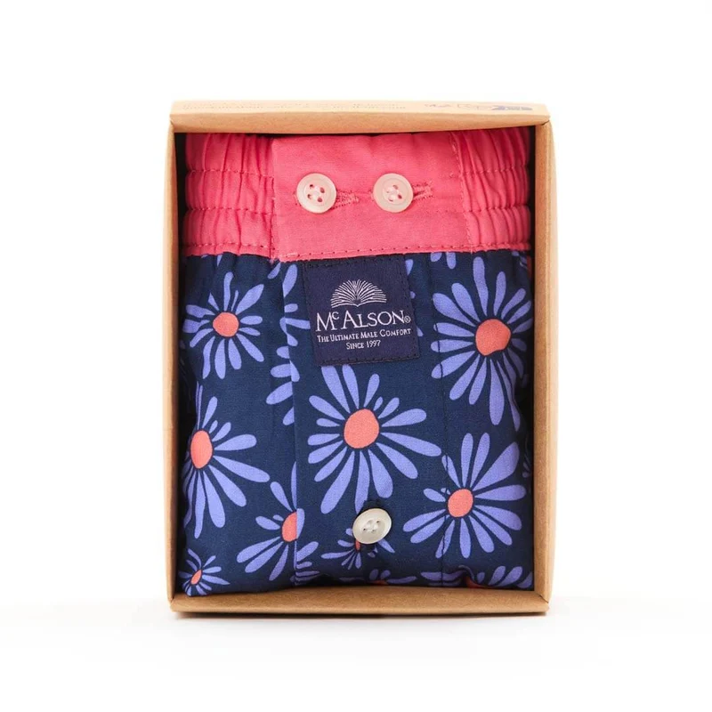 Mc Alson Boxershort met binnenbroek Flower Power Navy M5355 marine
