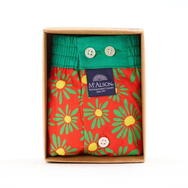 Mc Alson Boxershort met binnenbroek Flower Power Red M5354 rood