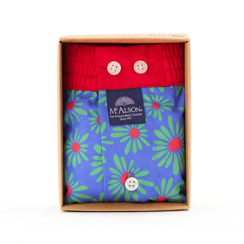 Mc Alson Boxershort met binnenbroek Flower Power Blue M5353 blauw