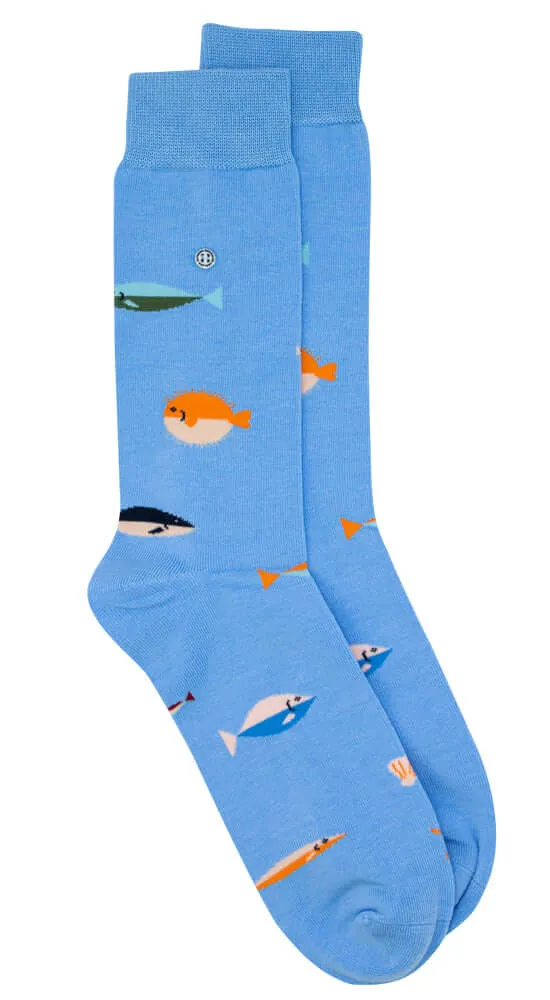 Alfredo Gonzales Fish Sokken AG-Sk-FIS-01 113 Light Blue/Orange/Blue
