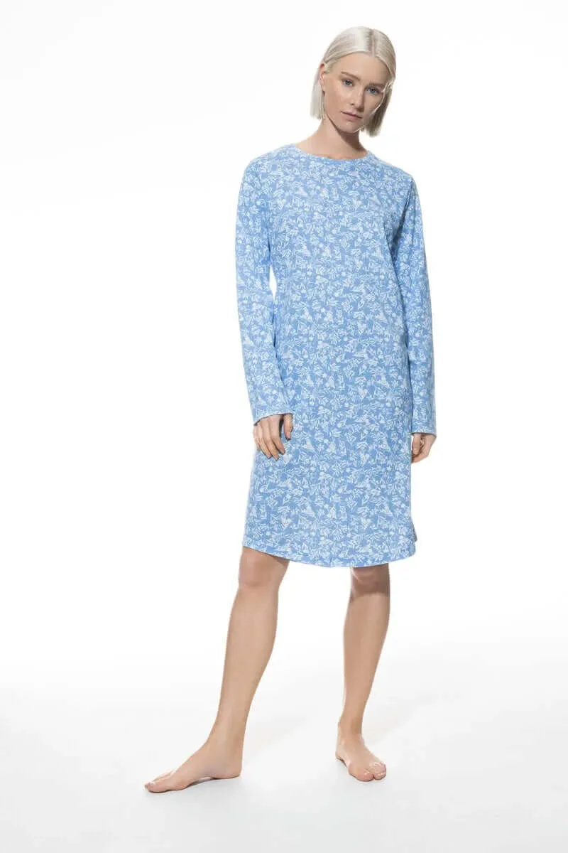 Mey Nachthemd Flower Meadow Dames 1230002 1116 blue silk