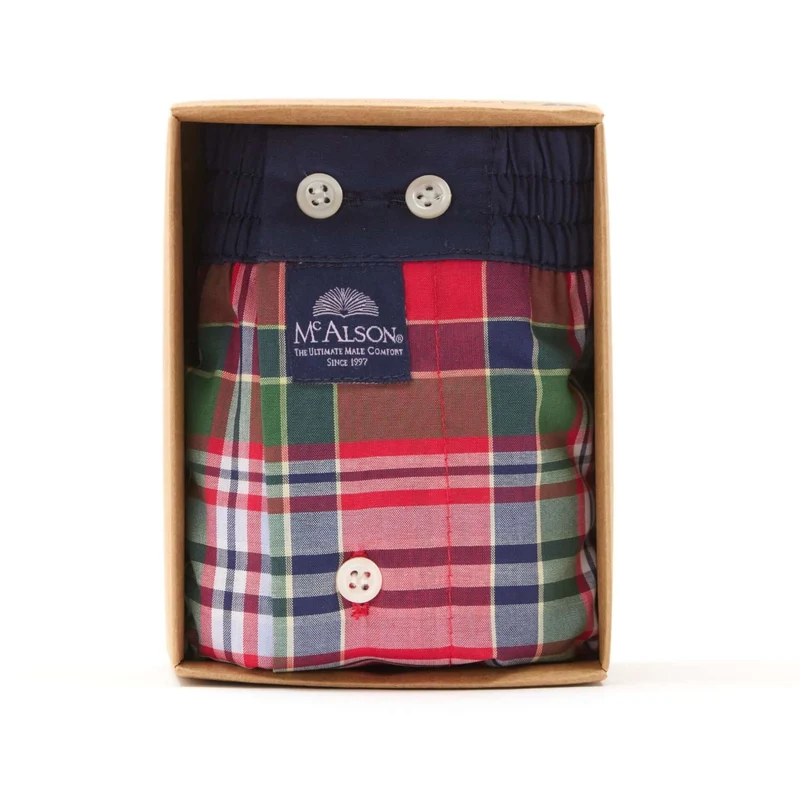 McAlson Boxershort met binnenbroek Checkered navy, green & red M5231