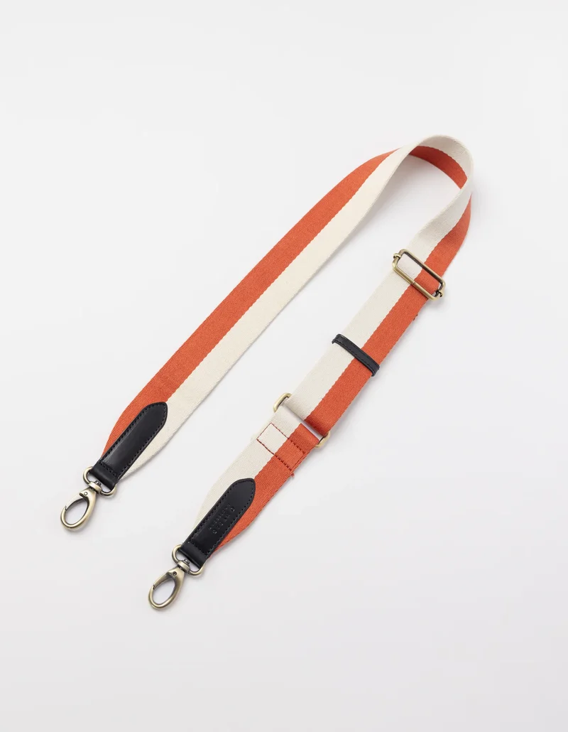 Webbing Strap striped copper / white / black leather