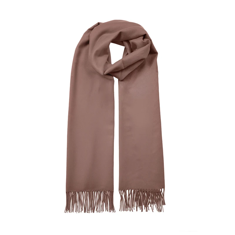 Châle Pashmina uni pour femme avec pompons