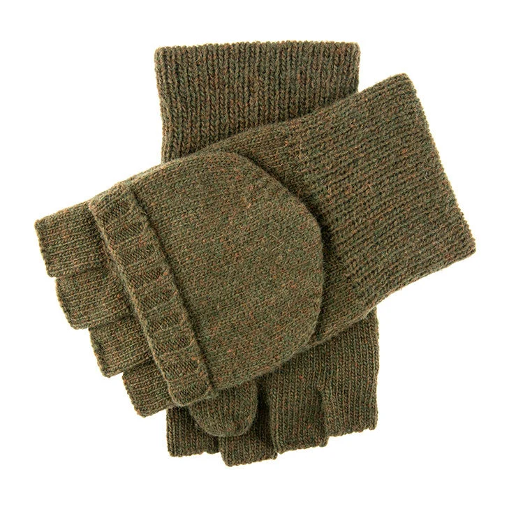 Men's Fingerless Knitted Shooting Gloves with Mitten Flap