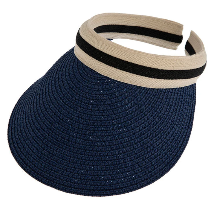 Women's Straw Sun Visor with Ribbon Band