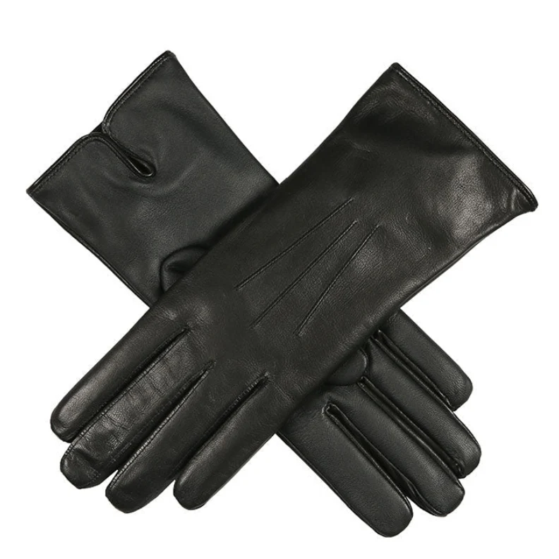 Women's Heritage Touchscreen Three-Point Cashmere-Lined Leather Gloves