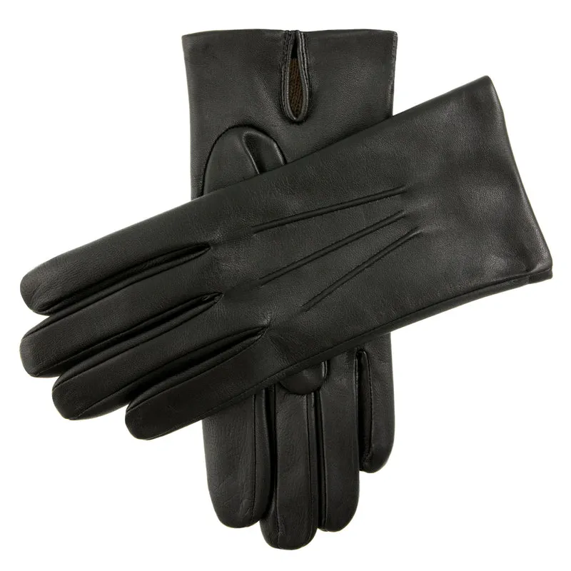 Gants en cuir doublés de cachemire à trois points pour hommes