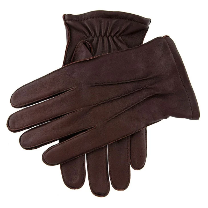 Men's Three-Point Lined Leather Gloves