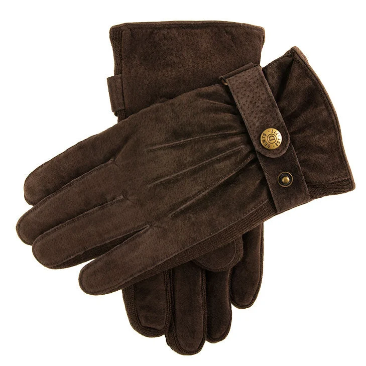 Gants en suède doublés de polaire à trois points pour hommes