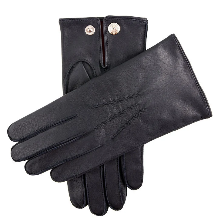 Men's Three-Point Red Cashmere-Lined Leather Gloves