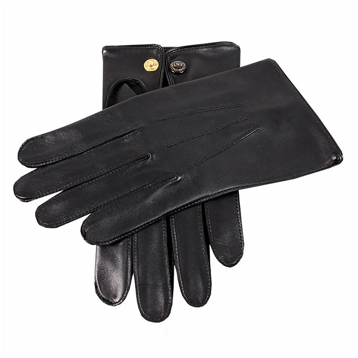 Men's Three-Point Leather Officer's Gloves