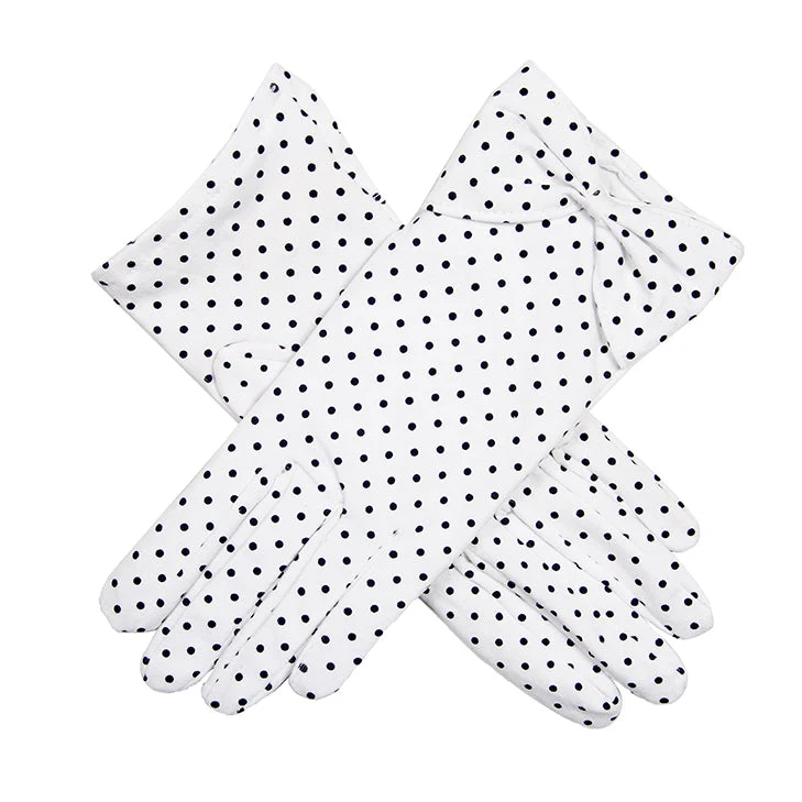 Gants de coton tachetés pour femmes avec Cuff Bow