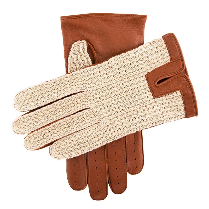 Men’s Crochet-Back Imitation Peccary Leather Driving Gloves
