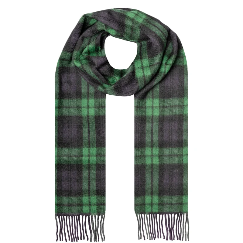 Écharpe en cachemire à carreaux tartan Heritage avec pompons et boîte cadeau