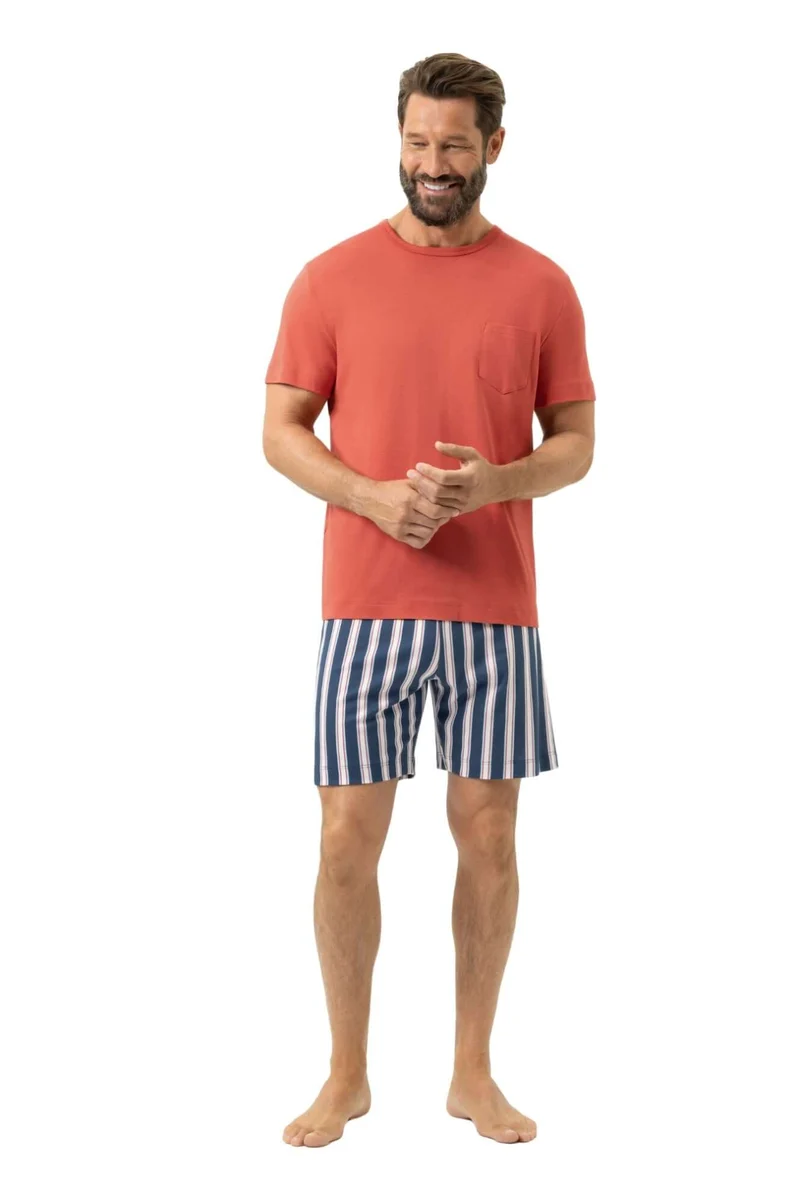 Mey Tweedelige Korte Pyjama Bold Coral Stripes Heren 2240084 1764 coral island