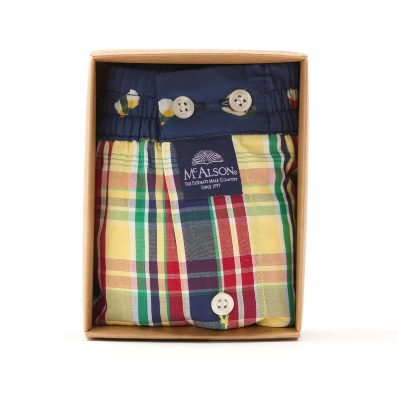 McAlson Boxershort met binnenbroek Checkered red, yellow & navy M5223