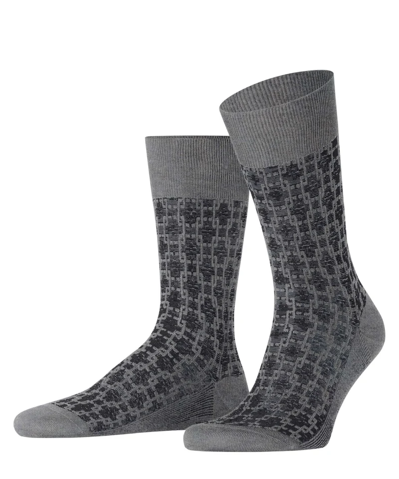 FALKE Artwork Tie Sokken Heren 12576 3390 light greymel.
