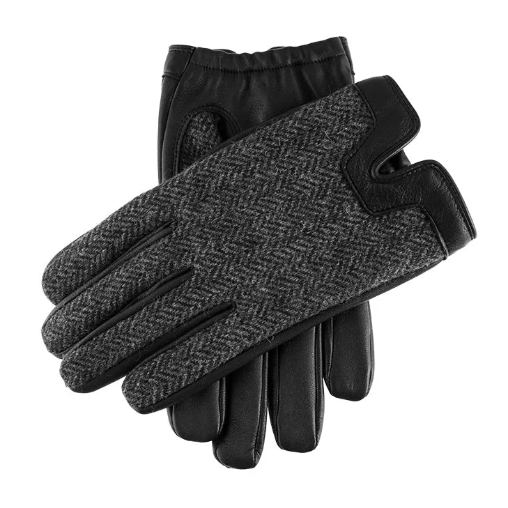 Gants Heritage en tweed à chevrons et en cuir doublés de cachemire Abraham Moon pour hommes