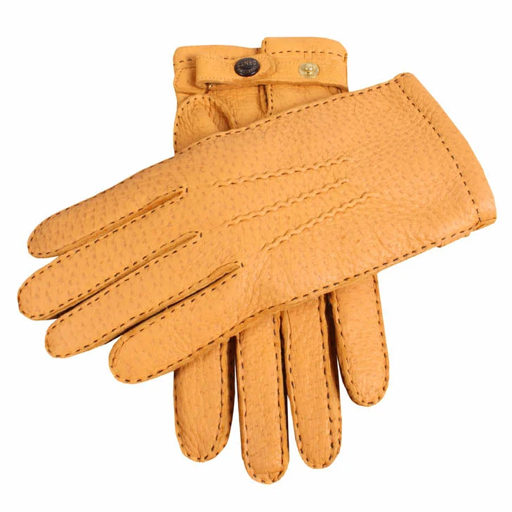 Gants Heritage en cuir de pécari à trois points doublés de cachemire cousus à la main pour hommes