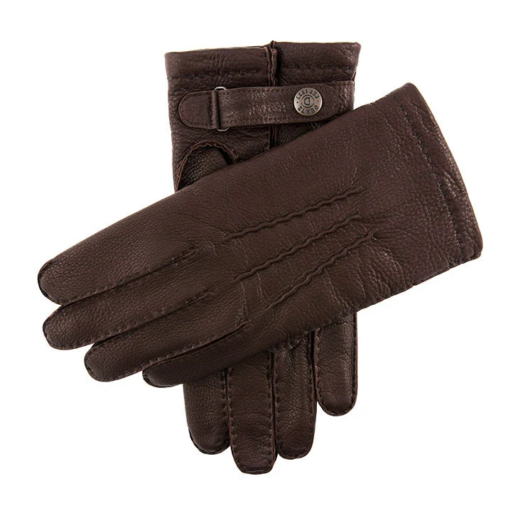 Gants Heritage en cuir de cerf doublés de cachemire à trois points cousus à la main pour hommes