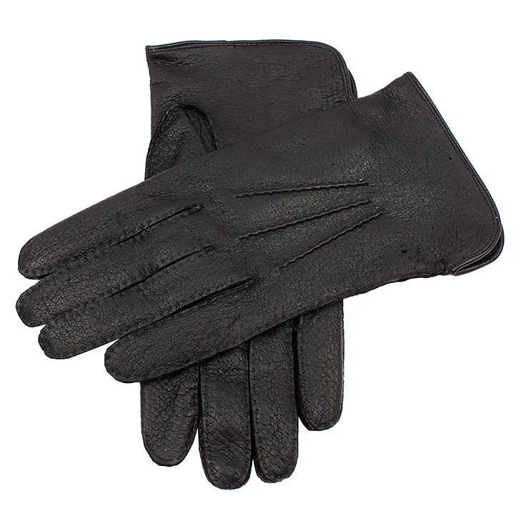 Gants Heritage en cuir de pécari à trois points doublés de soie cousus à la main pour hommes