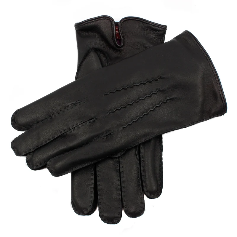 Gants en cuir doublés de cachemire à trois points cousus à la main Heritage pour hommes