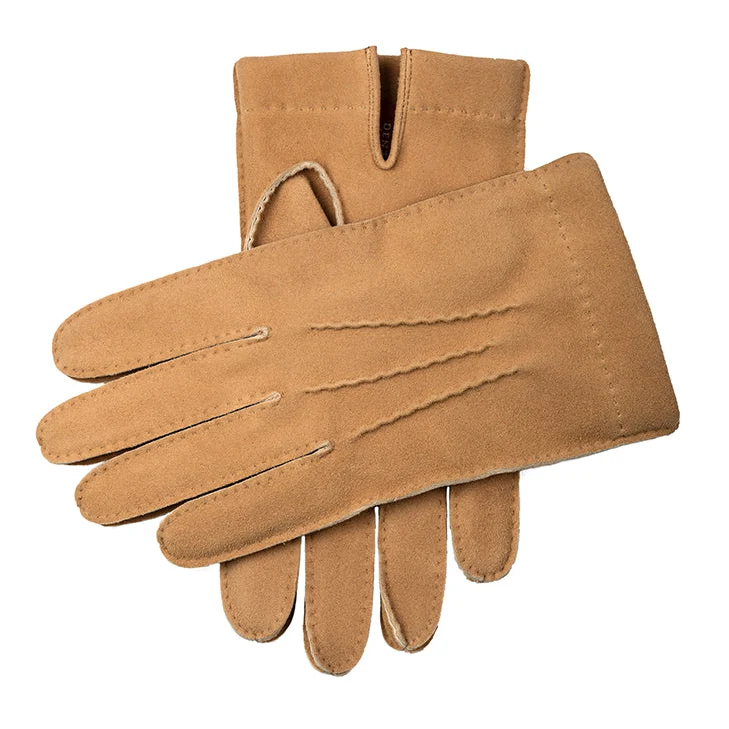 Gants en cuir de daim Heritage à trois points doublés de cachemire cousus à la main pour hommes