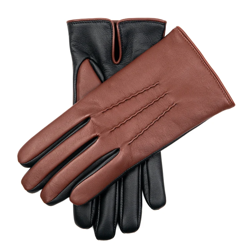 Men’s Heritage Touchscreen Three-Point Cashmere-Lined Leather Gloves